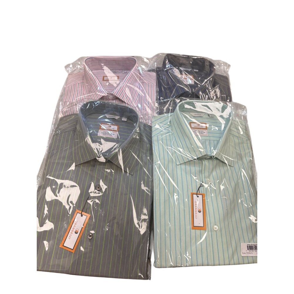 Orange247 Mens Long Sleeve Button-Down Shirt Set Of 4 L 16-16.5 SKU 6875